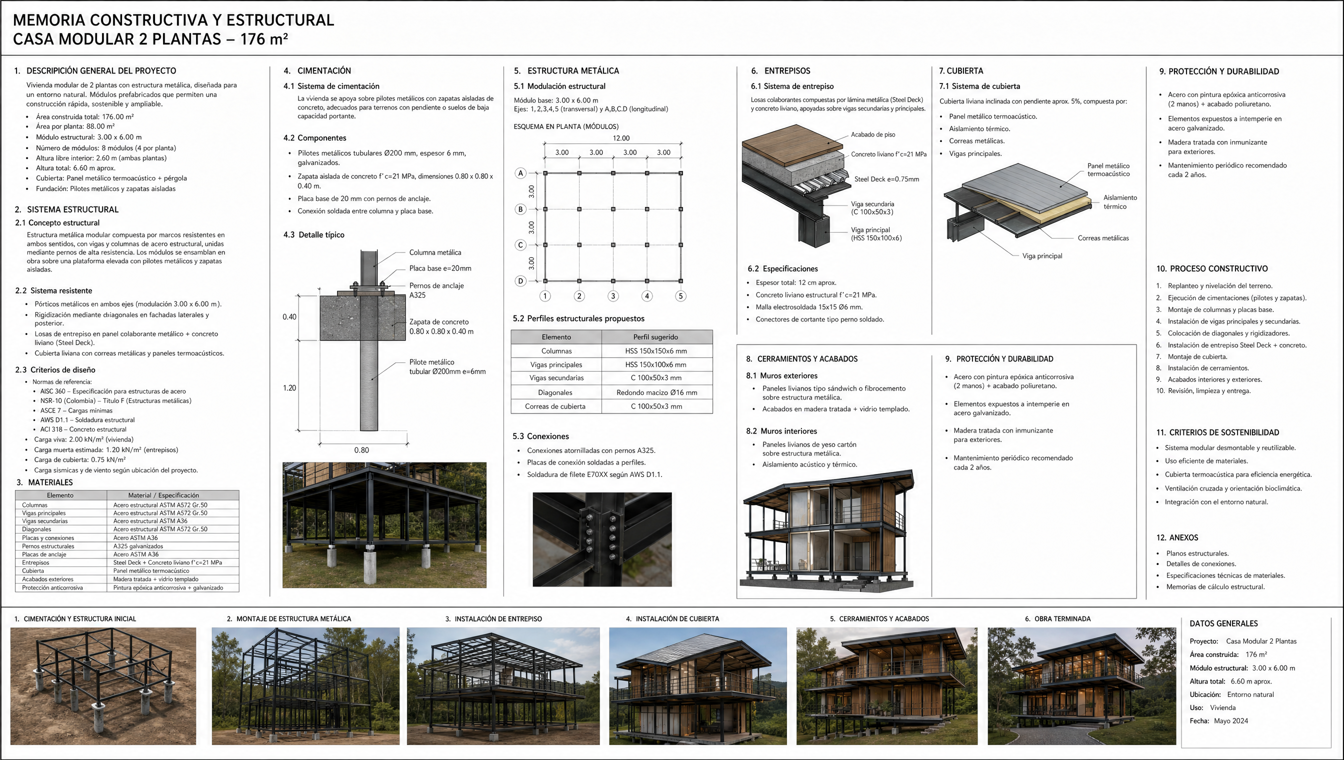 Memoria constructiva y estructural Casa Modular 176 m2